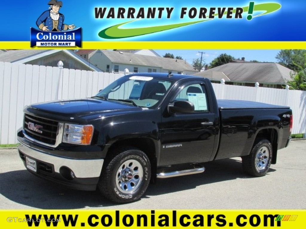 2008 Sierra 1500 Regular Cab 4x4 - Onyx Black / Dark Titanium photo #1