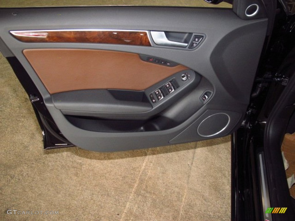 2014 Audi A4 2.0T quattro Sedan Chestnut Brown/Black Door Panel Photo #83877699