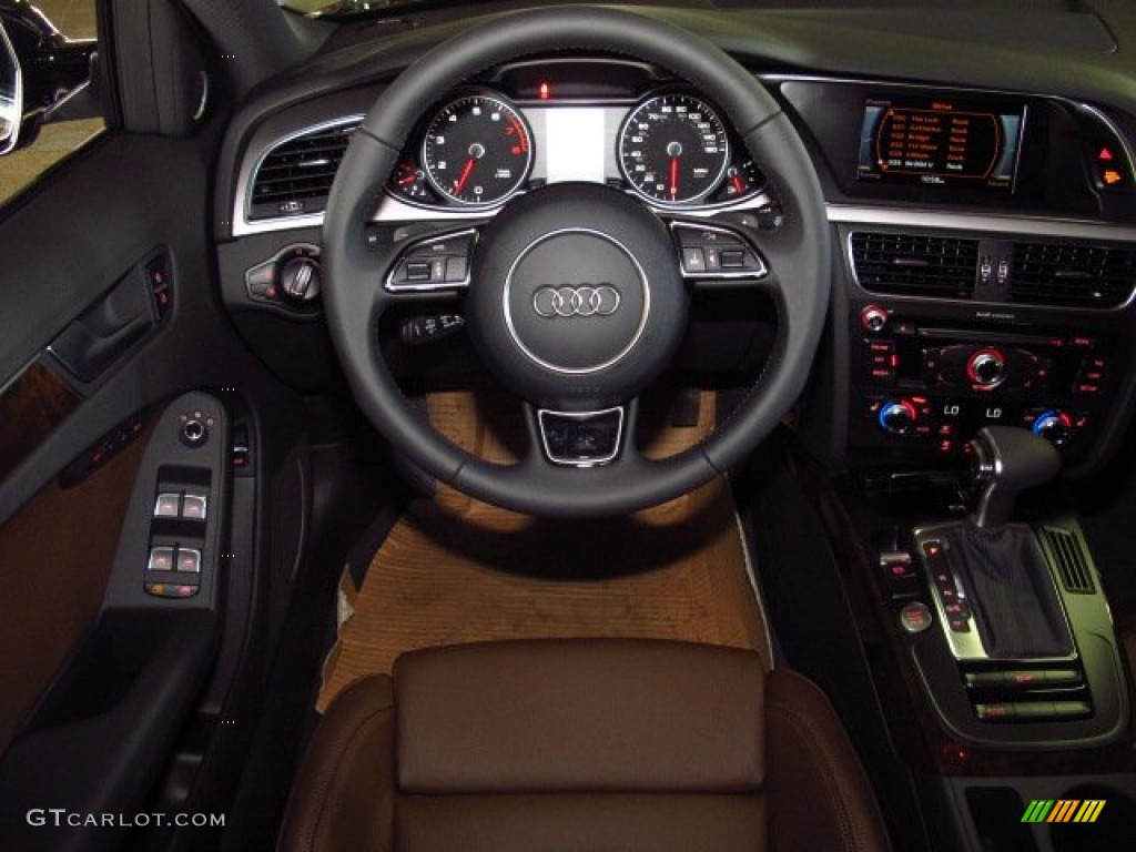 2014 Audi A4 2.0T quattro Sedan Chestnut Brown/Black Dashboard Photo #83877804