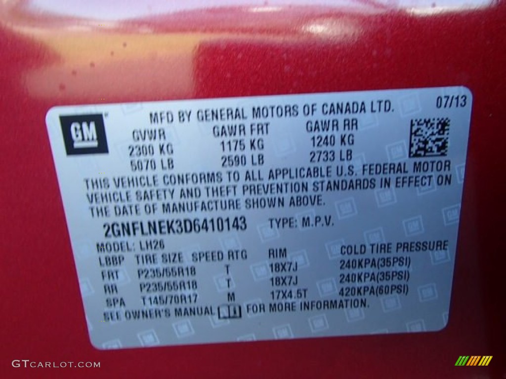 2013 Equinox LT AWD - Crystal Red Tintcoat / Jet Black photo #20