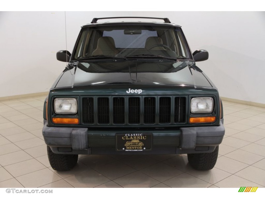 2000 Cherokee Sport 4x4 - Forest Green Pearl / Camel Beige photo #2