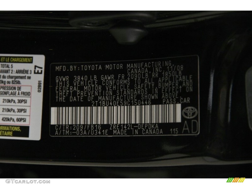 2009 Corolla LE - Black Sand Pearl / Ash photo #18