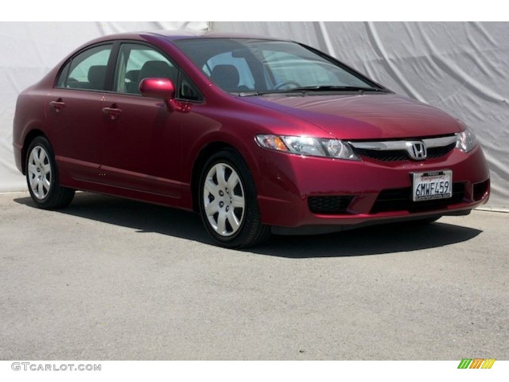 2010 Civic LX Sedan - Tango Red Pearl / Beige photo #1