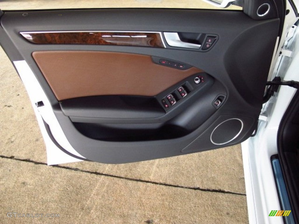 2014 Audi A4 2.0T quattro Sedan Chestnut Brown/Black Door Panel Photo #83887158