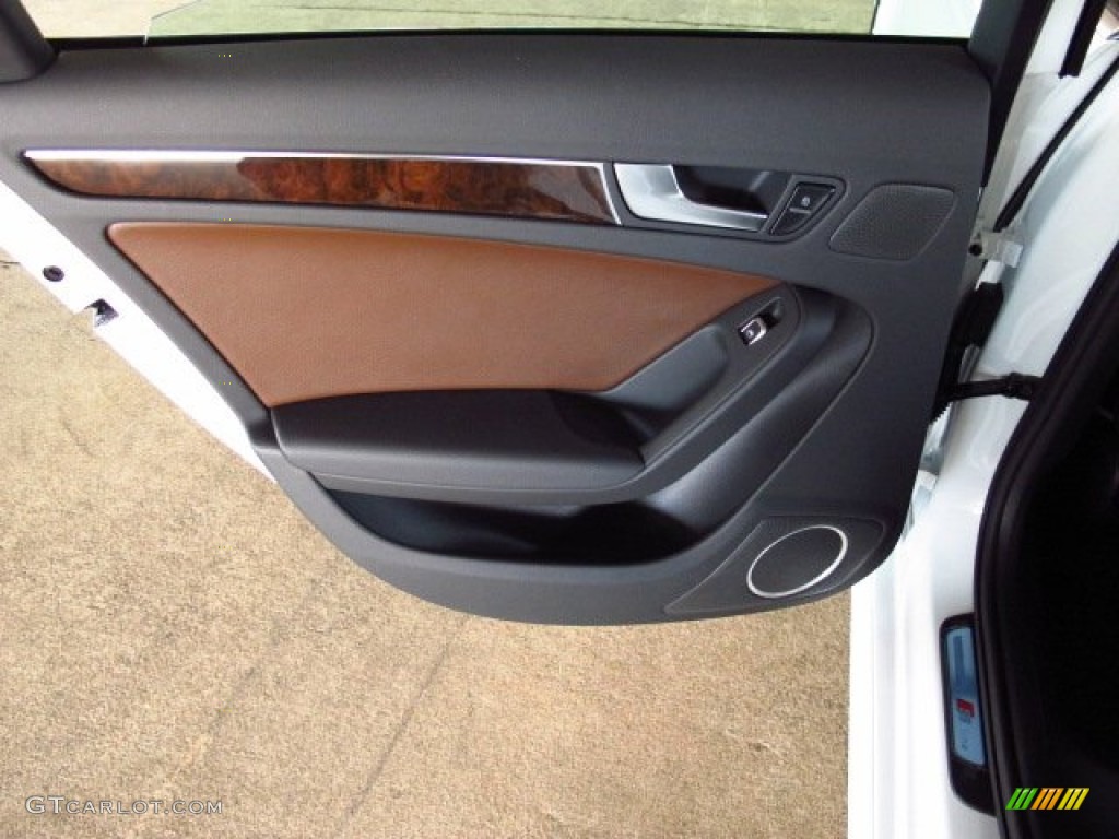 2014 Audi A4 2.0T quattro Sedan Chestnut Brown/Black Door Panel Photo #83887201