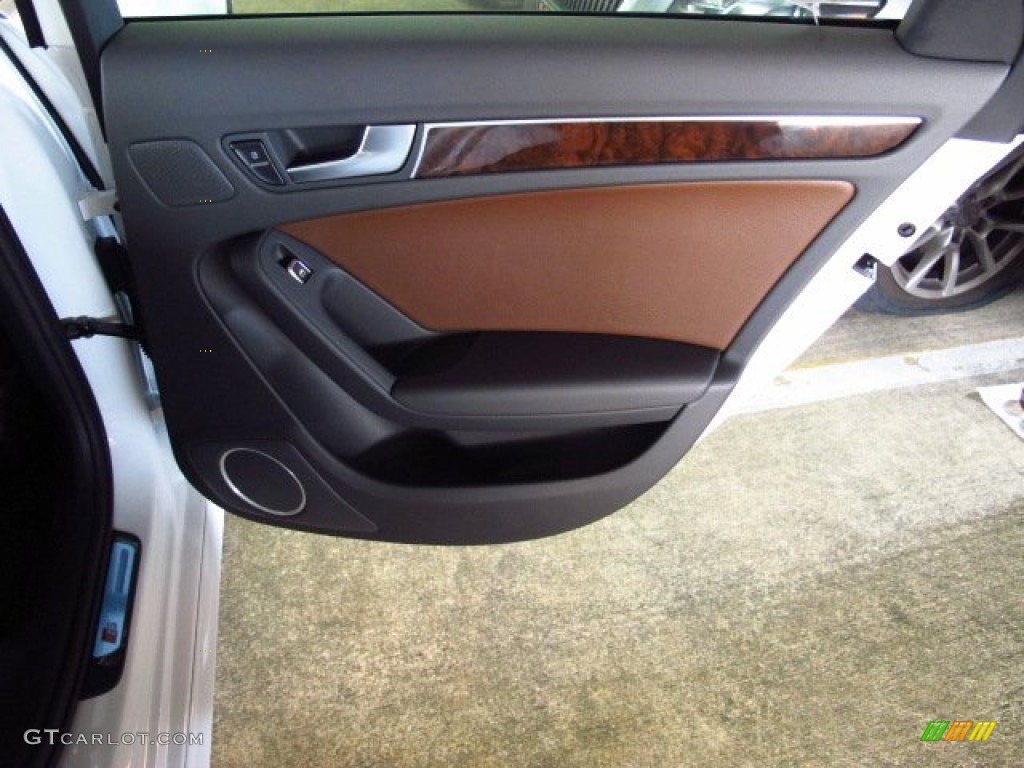 2014 Audi A4 2.0T quattro Sedan Chestnut Brown/Black Door Panel Photo #83887243
