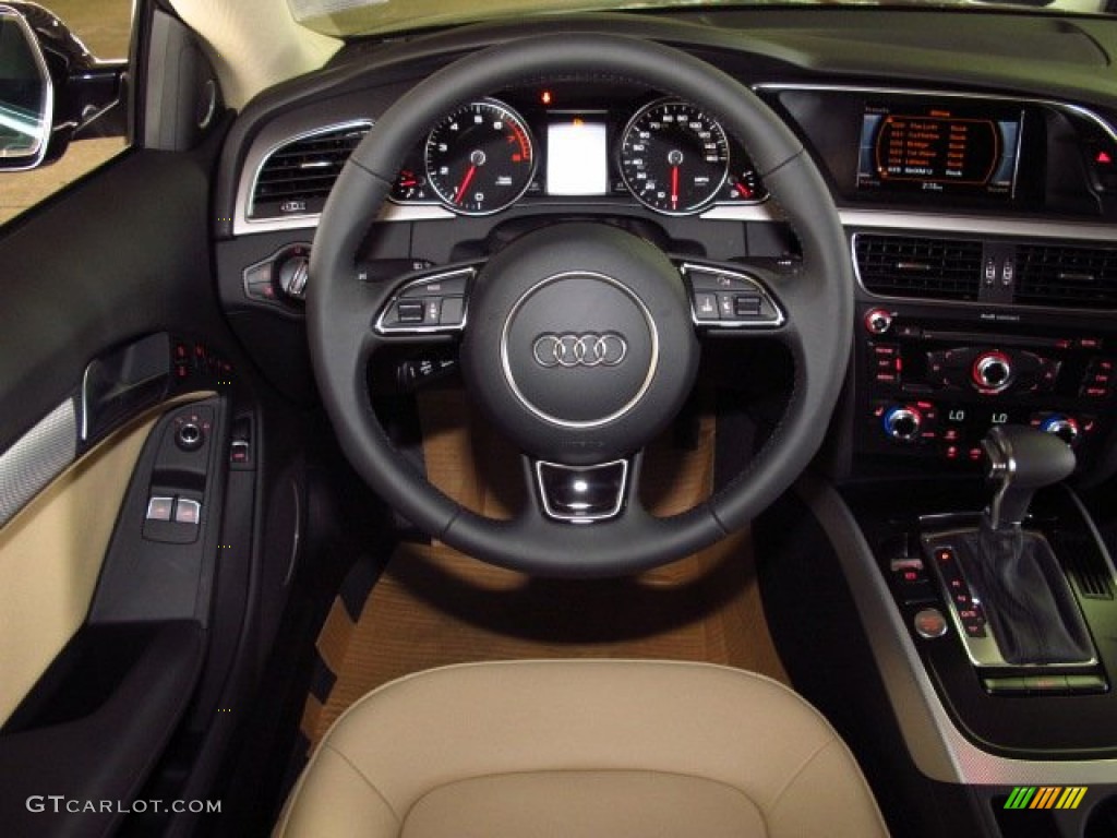 2014 Audi A5 2.0T quattro Coupe Velvet Beige Steering Wheel Photo #83889928