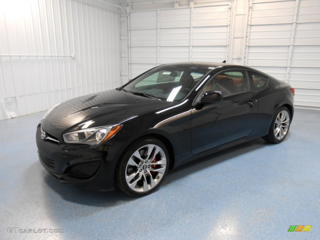2013 Genesis Coupe 2.0T R-Spec - Black Noir Pearl / Red Leather/Red Cloth photo #2