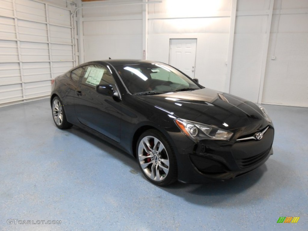 2013 Genesis Coupe 2.0T R-Spec - Black Noir Pearl / Red Leather/Red Cloth photo #4