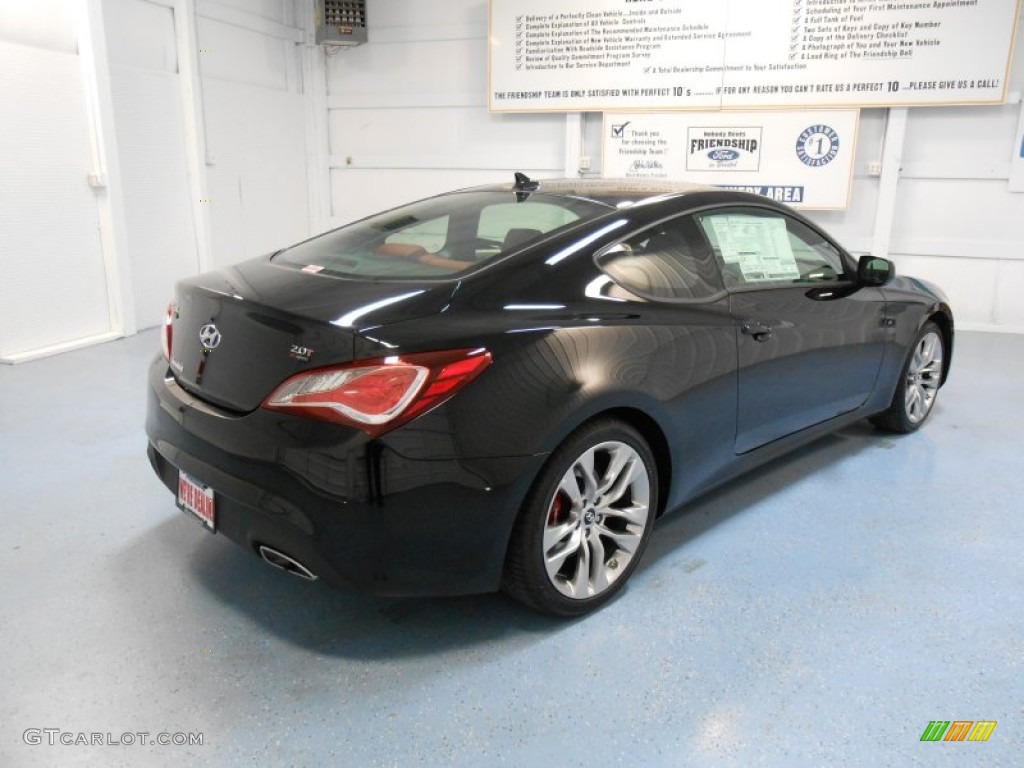 2013 Genesis Coupe 2.0T R-Spec - Black Noir Pearl / Red Leather/Red Cloth photo #6