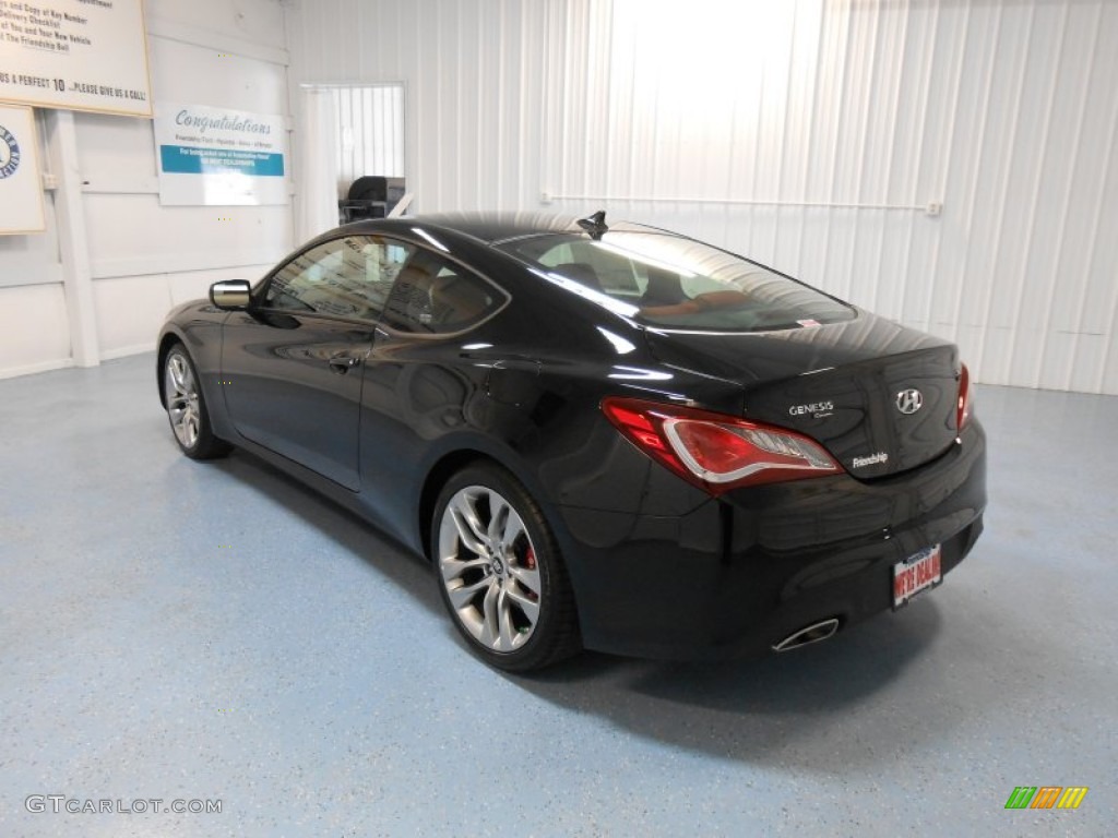 2013 Genesis Coupe 2.0T R-Spec - Black Noir Pearl / Red Leather/Red Cloth photo #8