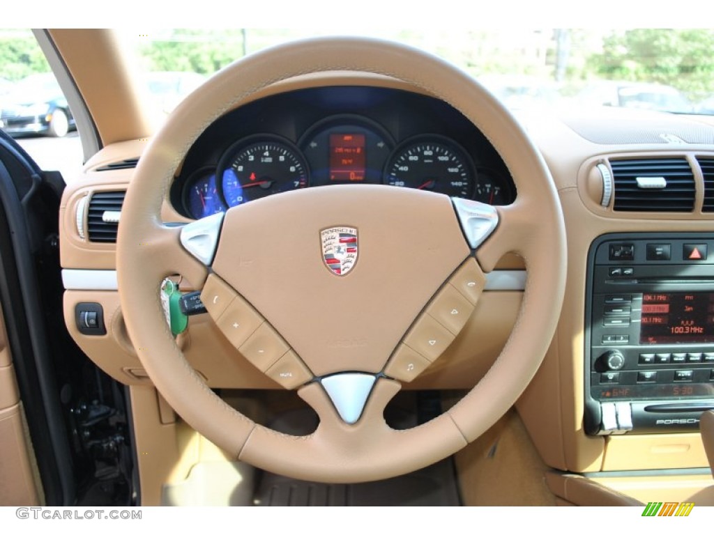 2009 Porsche Cayenne Tiptronic Havanna/Sand Beige Steering Wheel Photo #83893381