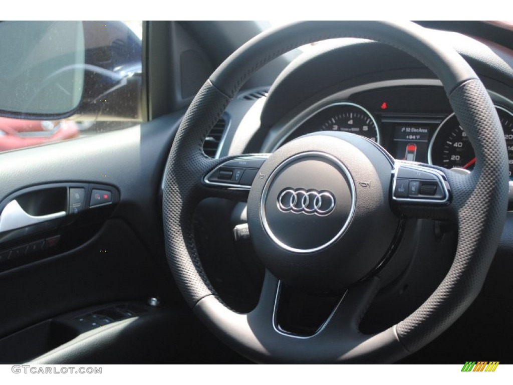 2013 Audi Q7 3.0 S Line quattro Black Steering Wheel Photo #83893486