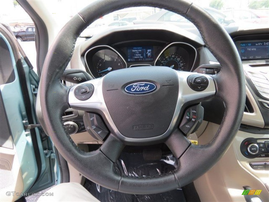 2012 Ford Focus SEL Sedan Stone Steering Wheel Photo #83895364