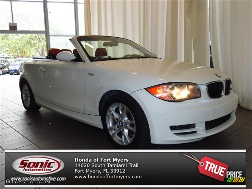 2008 1 Series 128i Convertible - Alpine White / Coral Red photo #1