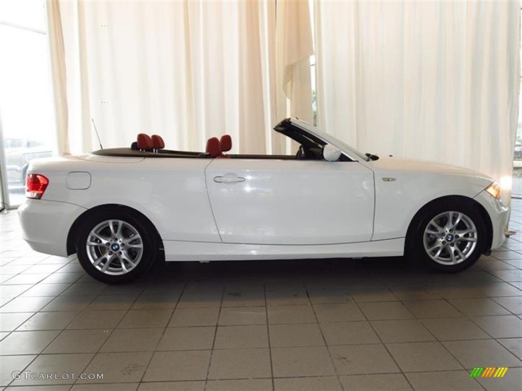 2008 1 Series 128i Convertible - Alpine White / Coral Red photo #2