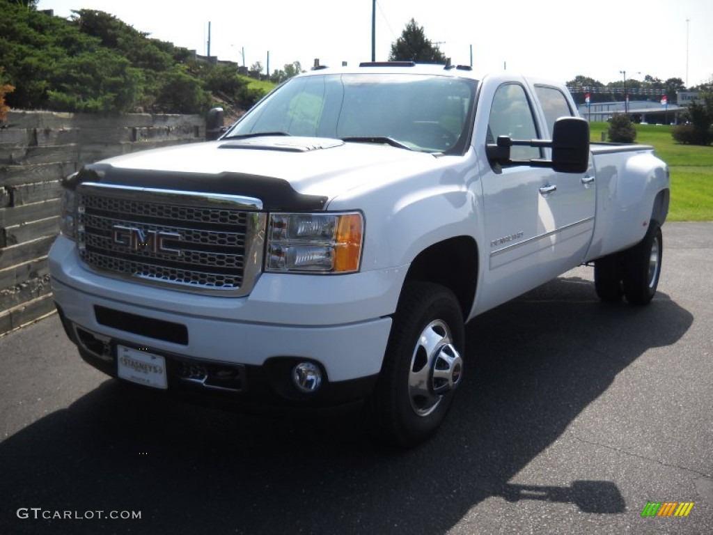 2013 Sierra 3500HD Denali Crew Cab 4x4 Dually - Summit White / Cocoa/Light Cashmere photo #1