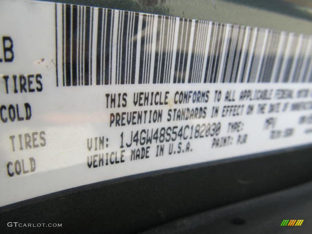2004 Grand Cherokee Color Code PJR for Onyx Green Pearl Photo #83906488