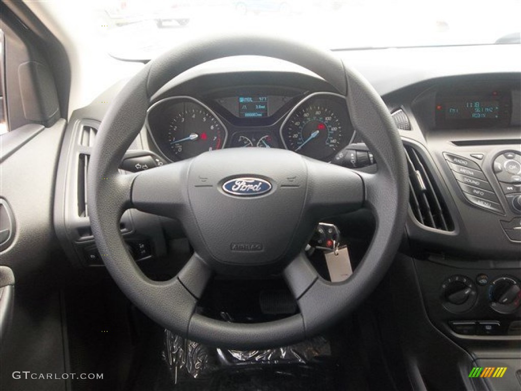 2014 Ford Focus S Sedan Charcoal Black Steering Wheel Photo #83911081