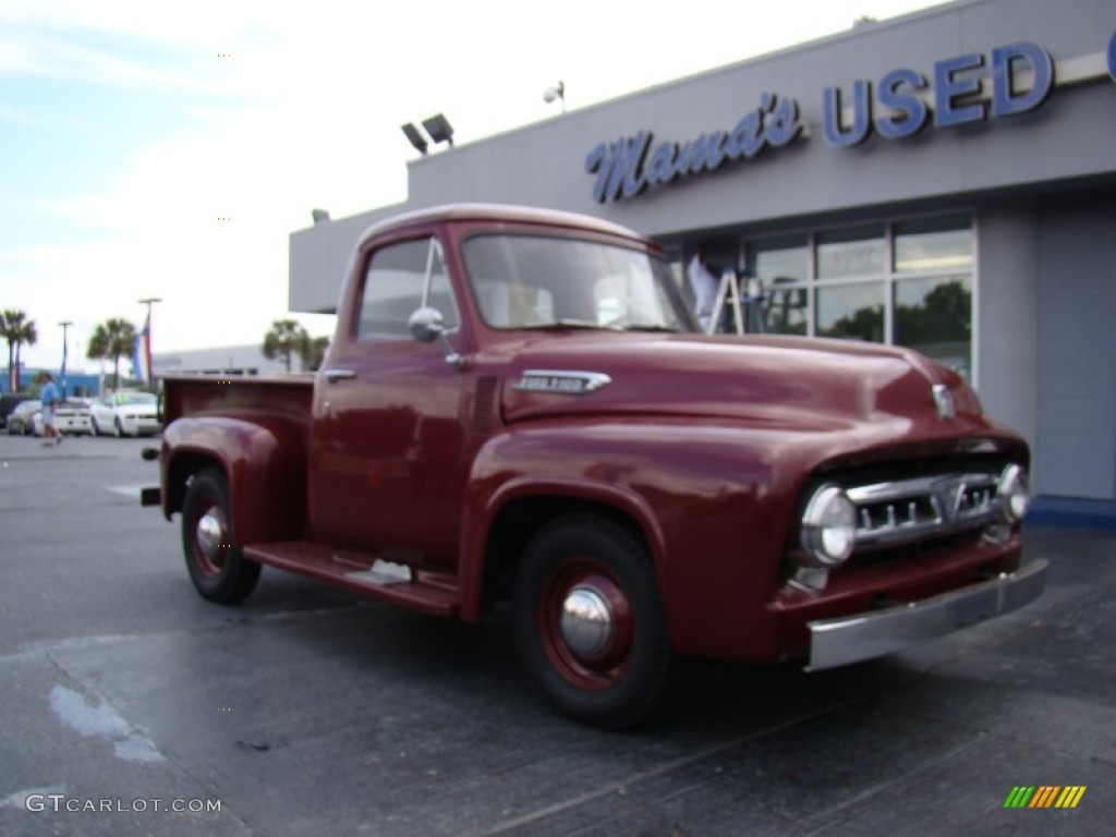 1953 F100 Pickup Truck - Dark Red Metallic / Red photo #2