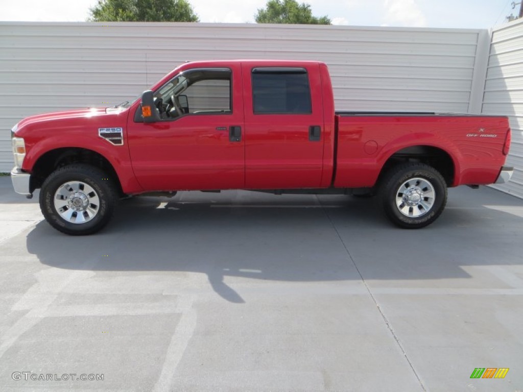 2008 F250 Super Duty Lariat Crew Cab 4x4 - Red / Medium Stone photo #6