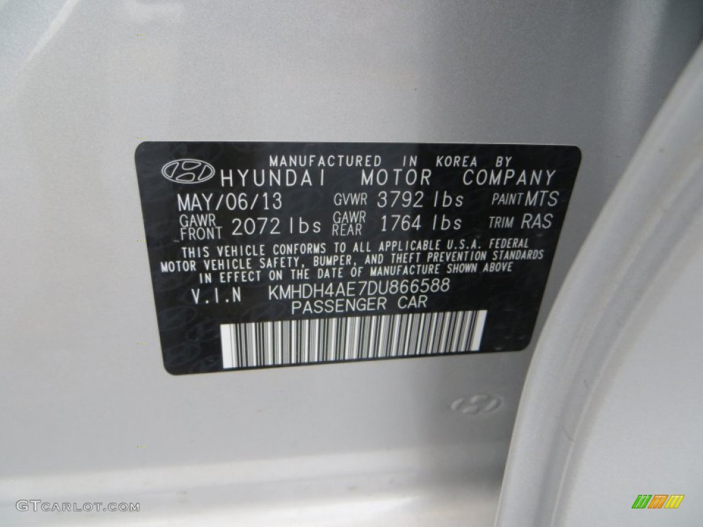 2013 Elantra Limited - Shimmering Air Silver / Gray photo #35