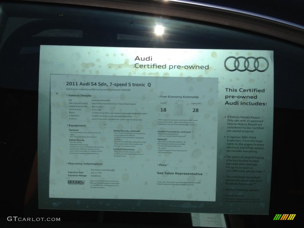 2011 S4 3.0 quattro Sedan - Deep Sea Blue Pearl Effect / Black/Brown photo #22