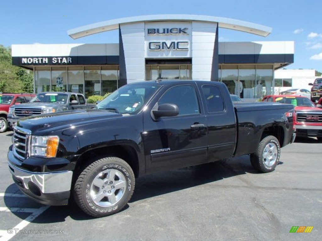 2012 Sierra 1500 SLE Extended Cab 4x4 - Carbon Black Metallic / Ebony photo #1