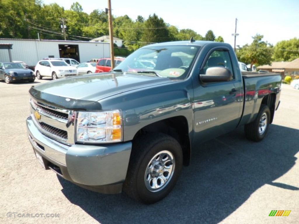 2009 Silverado 1500 LS Regular Cab 4x4 - Blue Granite Metallic / Dark Titanium photo #3