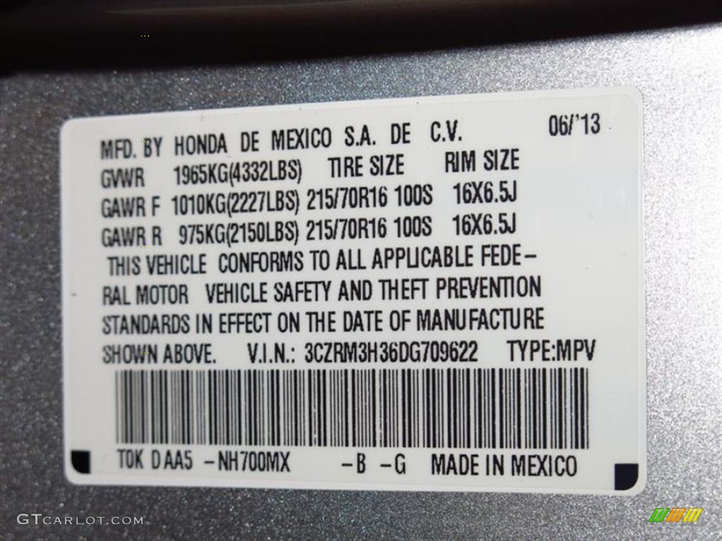 2013 CR-V LX - Alabaster Silver Metallic / Gray photo #10