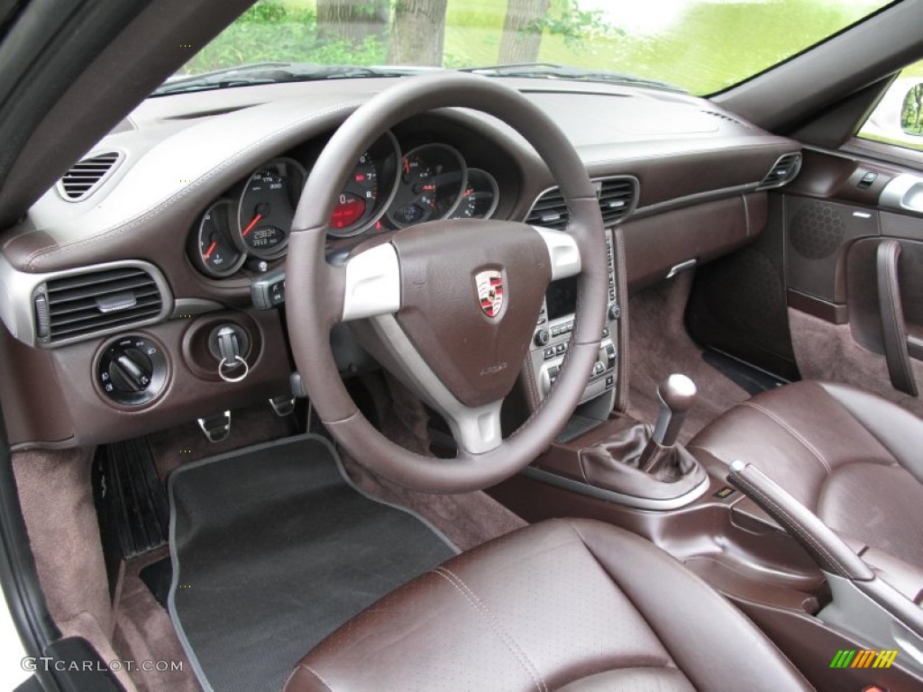 2008 Porsche 911 Carrera Cabriolet Cocoa Brown Steering Wheel Photo #83947025