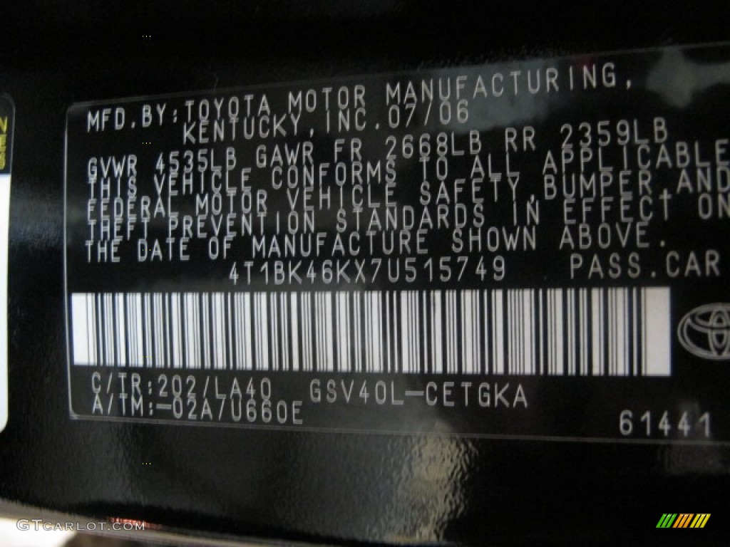 2007 Camry XLE V6 - Black / Bisque photo #35