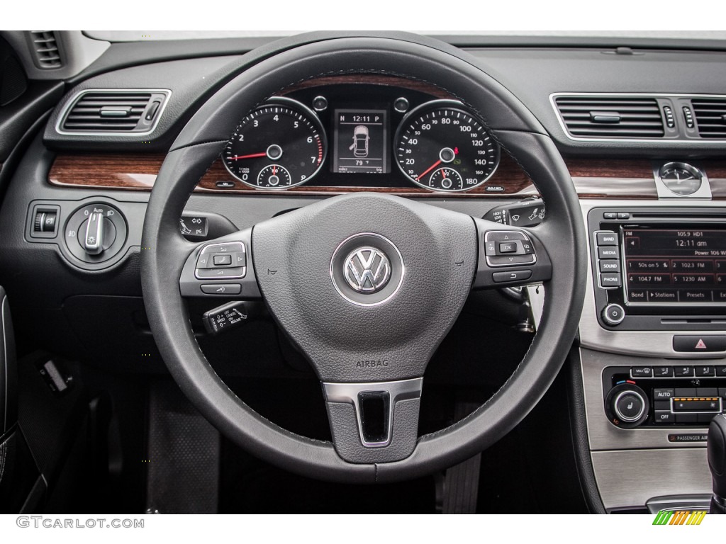 2012 Volkswagen CC Lux Plus Black Steering Wheel Photo #83950993