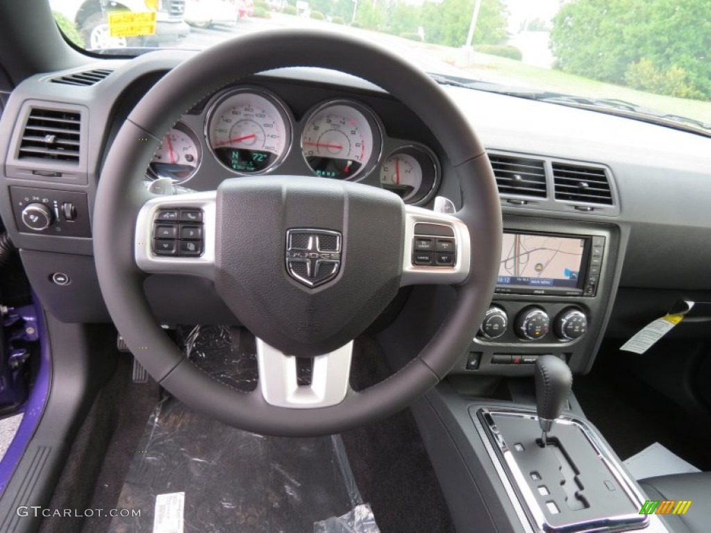 2013 Dodge Challenger R/T Classic Dark Slate Gray Steering Wheel Photo #83954857