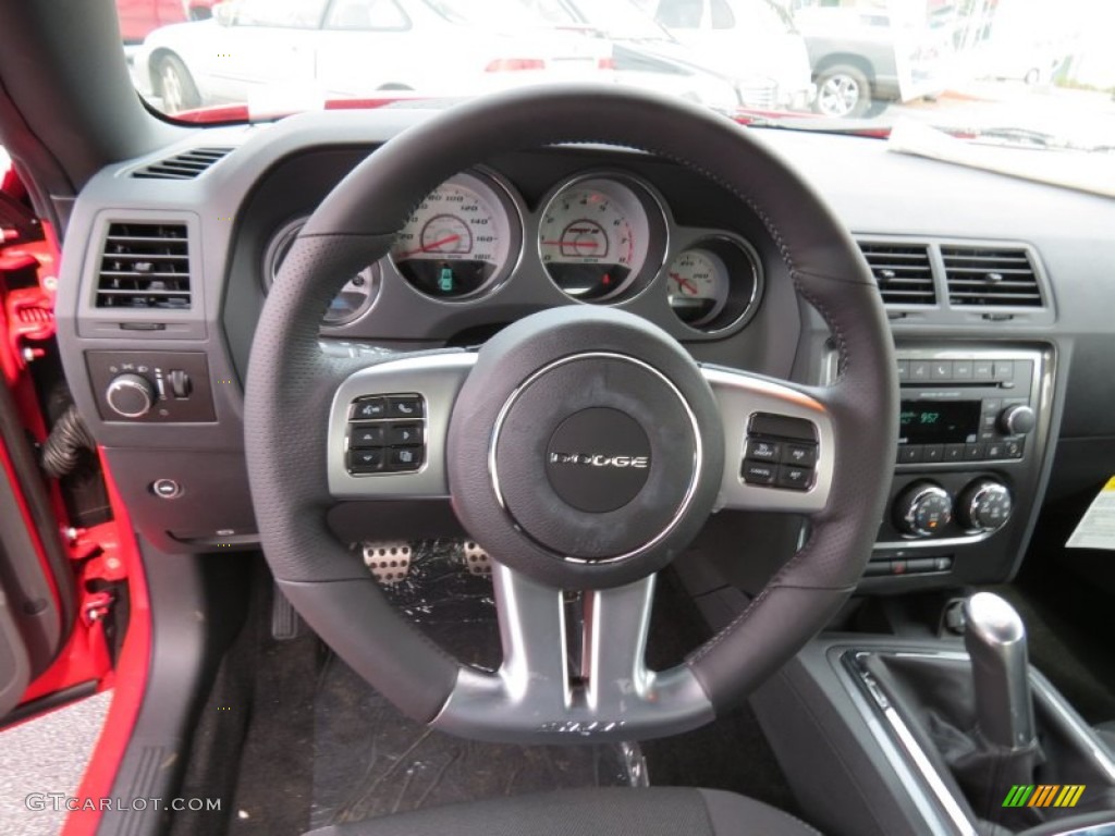 2013 Dodge Challenger SRT8 Core Dark Slate Gray Steering Wheel Photo #83955127