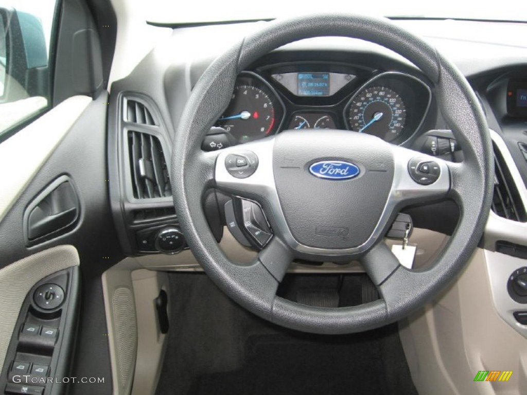 2012 Ford Focus SE 5-Door Stone Steering Wheel Photo #83961435