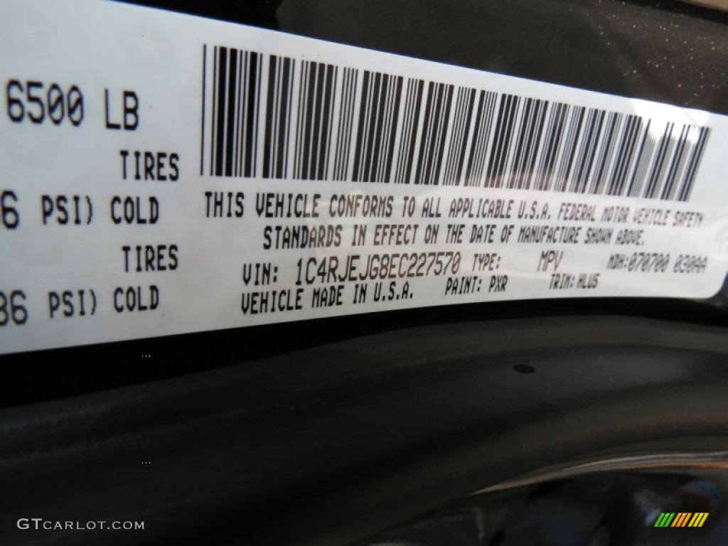 2014 Grand Cherokee Color Code PXR for Brilliant Black Crystal Pearl Photo #83962308