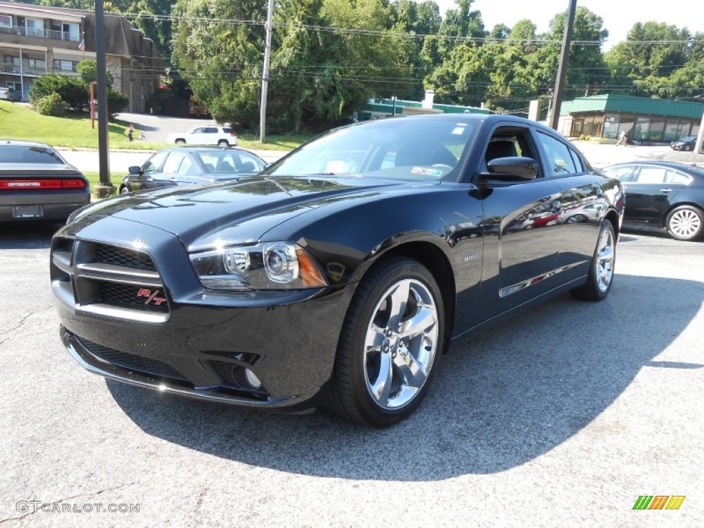 Pitch Black 2013 Dodge Charger R/T Road & Track Exterior Photo #83968248