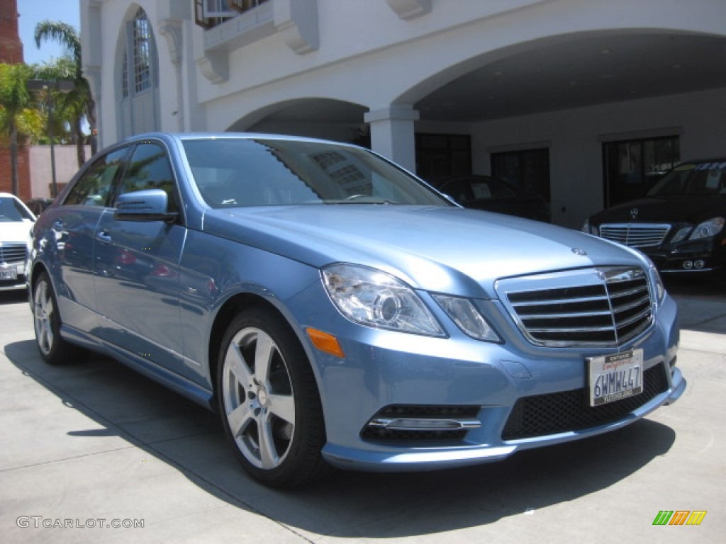 2012 E 350 Sedan - Quartz Blue Metallic / Almond/Mocha photo #1