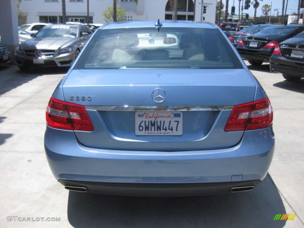 2012 E 350 Sedan - Quartz Blue Metallic / Almond/Mocha photo #3