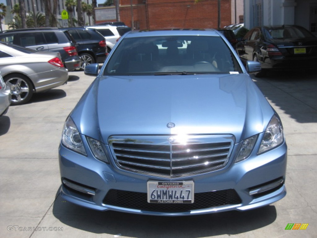 2012 E 350 Sedan - Quartz Blue Metallic / Almond/Mocha photo #6