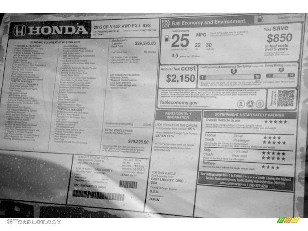 2013 CR-V EX-L AWD - Polished Metal Metallic / Gray photo #21