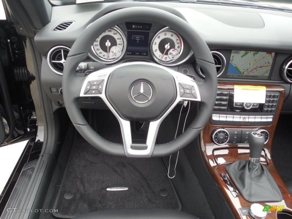 2014 Mercedes-Benz SLK 350 Roadster Black Steering Wheel Photo #83972298