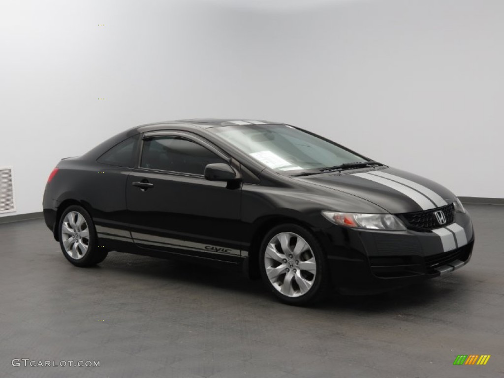 2009 Civic EX Coupe - Crystal Black Pearl / Gray photo #1