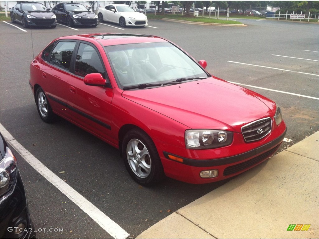 2003 Elantra GT Hatchback - Rally Red / Dark Gray photo #1