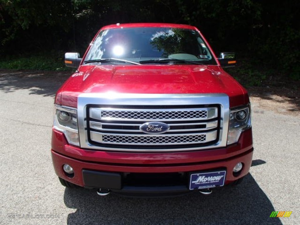 2013 F150 Platinum SuperCrew 4x4 - Ruby Red Metallic / Platinum Unique Pecan Leather photo #3