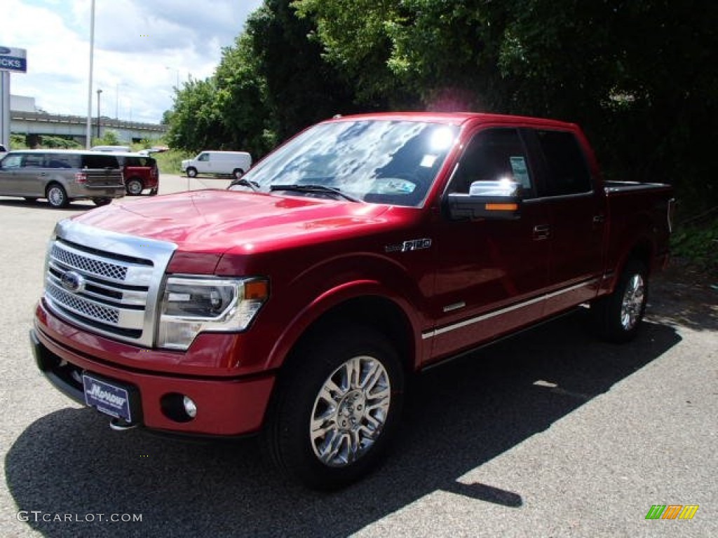 2013 F150 Platinum SuperCrew 4x4 - Ruby Red Metallic / Platinum Unique Pecan Leather photo #4