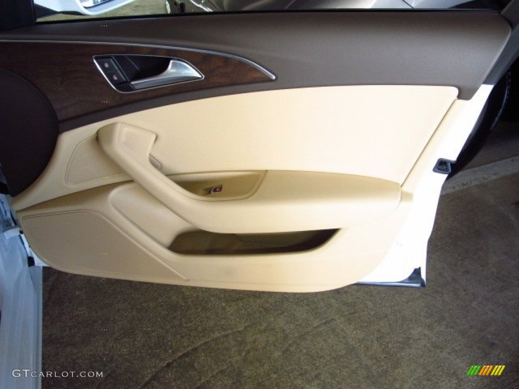 2014 Audi A6 3.0 TDI quattro Sedan Velvet Beige Door Panel Photo #83980174
