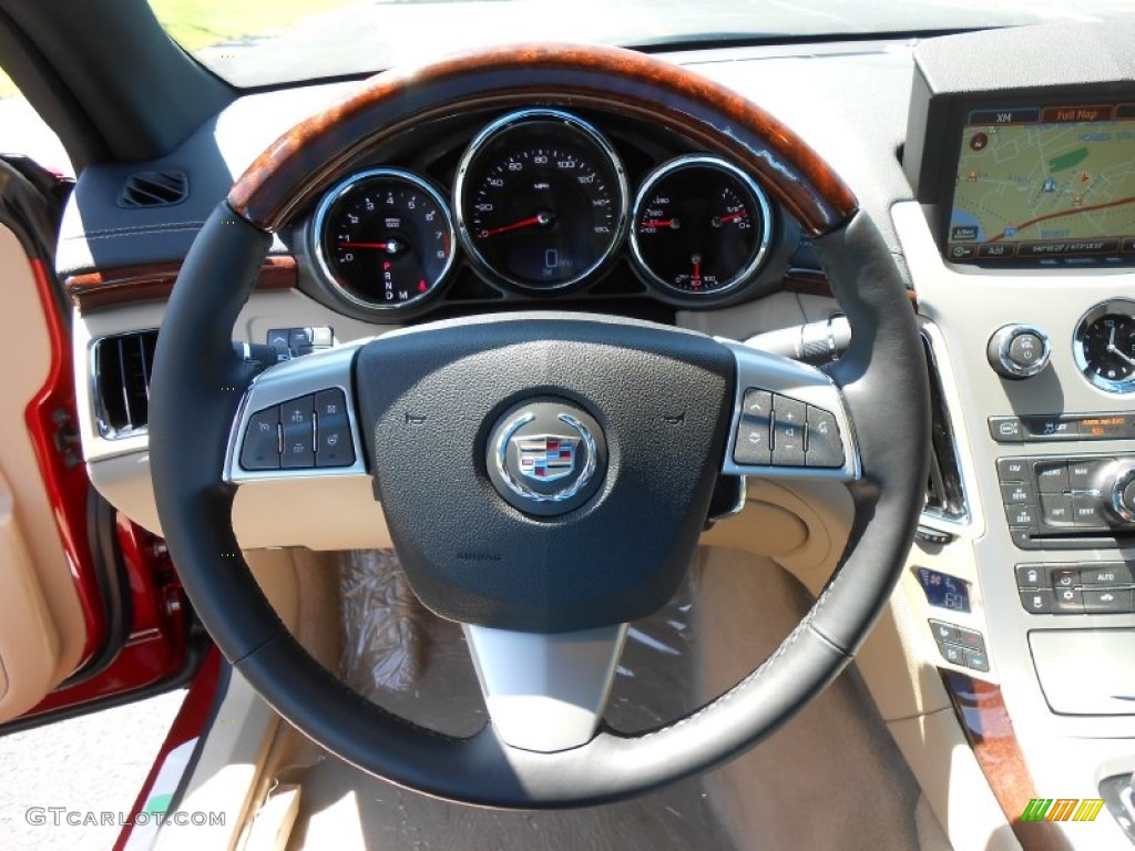 2014 Cadillac CTS 4 Coupe AWD Cashmere/Ebony Steering Wheel Photo #83980185