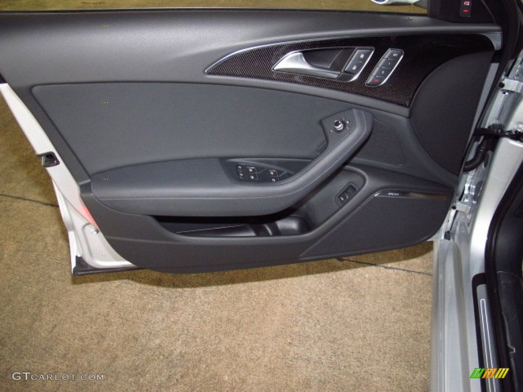 2014 Audi S6 Prestige quattro Sedan Black Valcona Door Panel Photo #83982543